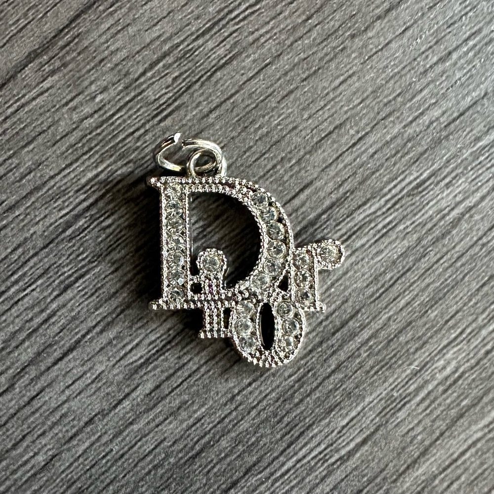 Dior Charms (two) – Authentic Silver Color Dior Crystal Charm & Round Dior Charm
